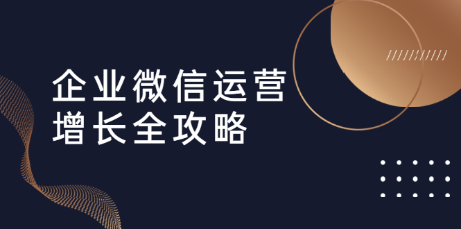 企业微信运营增长全攻略：引流+裂变+运营+成交（16节体系课）-第一资源库