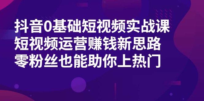 图片[1]_抖音0基础短视频实战课，短视频运营赚钱新思路，零粉丝也能助你上热门_微雨项目网