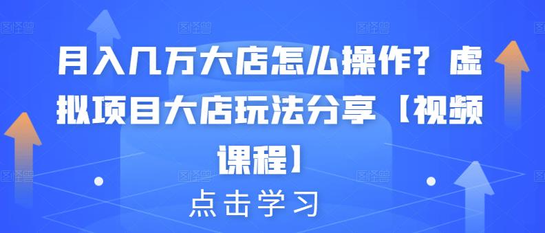 图片[1]-月入几万大店怎么操作？虚拟项目大店玩法分享【视频课程】-第一资源库