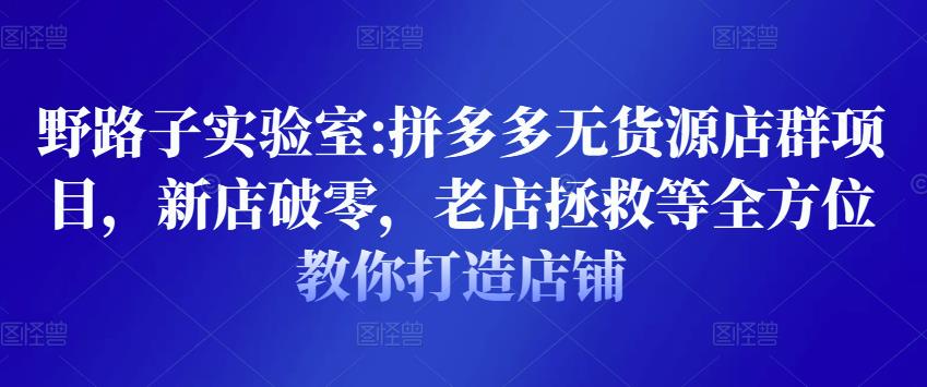 图片[1]-野路子实验室:拼多多无货源店群项目，新店破零，老店拯救等全方位教你打造店铺-优才资源站