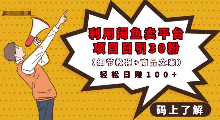 图片[1]-利用闲鱼卖平台项目课程资源日引流30+精准粉丝，轻松日赚100+，积累人脉可实现二次变-稀缺资源库