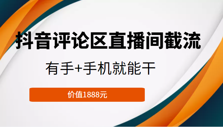 图片[1]-抖音评论区直播间截流，有手+手机就能干，门槛极低，模式可大量复制（价值1888元）-副业资源站 | 数域行者