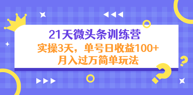 图片[1]-21天微头条训练营，实操3天，单号日收益100+月入过万简单玩法-第一资源库