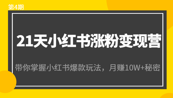 图片[1]-21天小红书涨粉变现营（第4期）：带你掌握小红书爆款玩法，月赚10W+秘密-第一资源库