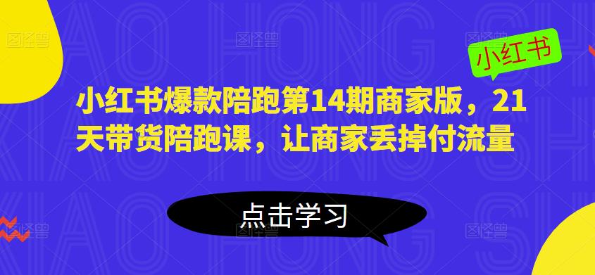 小红书爆款陪跑第14期商家版，21天带货陪跑课，让商家丢掉付流量-第一资源库