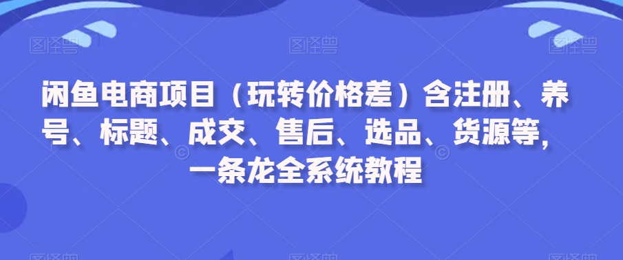 闲鱼电商项目（玩转价格差）含注册、养号、标题、成交、售后、选品、货源等，一条龙全系统教程-第一资源库