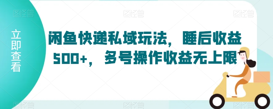 闲鱼快递私域玩法，睡后收益500+，多号操作收益无上限【揭秘】-第一资源库