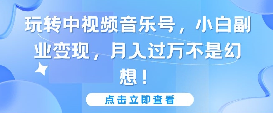 玩转中视频音乐号，小白副业变现，月入过万不是幻想【揭秘】-第一资源库