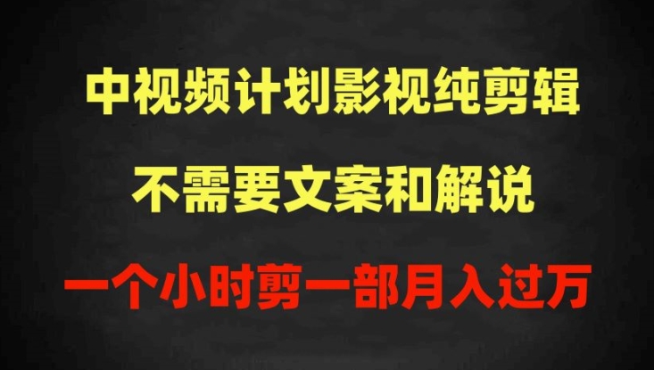 中视频计划影视纯剪辑，不需要文案和解说，一个小时剪一部，100%过原创月入过万【揭秘】-第一资源库