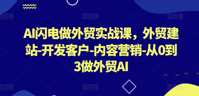 AI闪电做外贸实战课，​外贸建站-开发客户-内容营销-从0到3做外贸AI-第一资源库