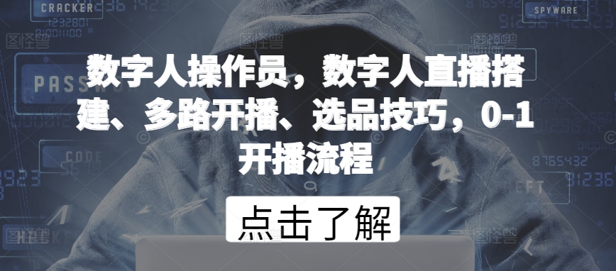 数字人操作员，数字人直播搭建、多路开播、选品技巧，0-1开播流程-第一资源库