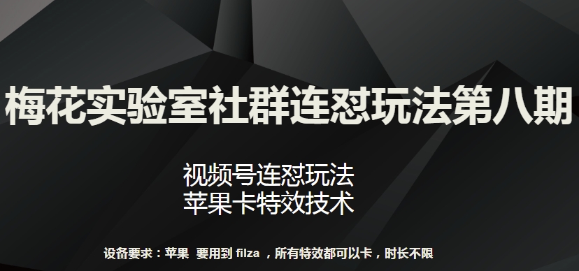 梅花实验室社群连怼玩法第八期，视频号连怼玩法 苹果卡特效技术【揭秘】-第一资源库