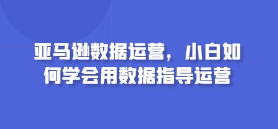 亚马逊数据运营，小白如何学会用数据指导运营-第一资源库