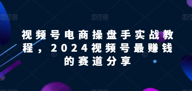 视频号电商实战教程，2024视频号最赚钱的赛道分享-第一资源库