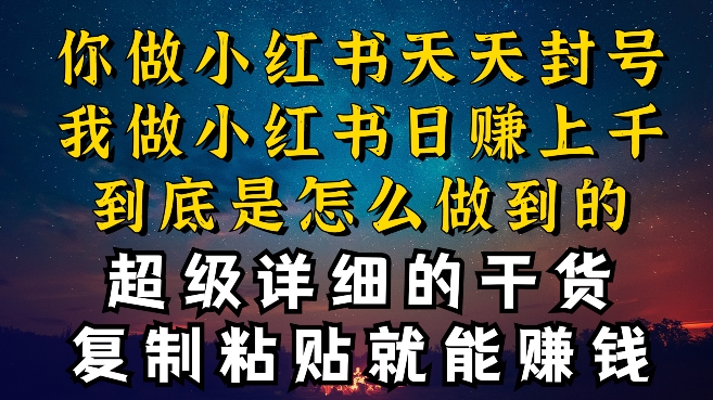 都知道小红书能引流私域变现，可为什么我能一天引流几十人变现上千，但你却频频封号违规被限流【揭秘】-第一资源库