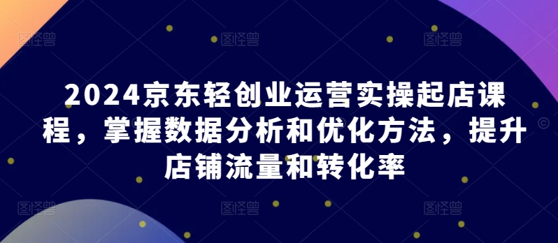 2024京东轻创业运营实操起店课程，掌握数据分析和优化方法，提升店铺流量和转化率-第一资源库