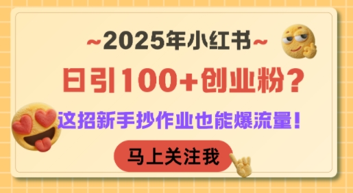 2025年小红书日引100+创业粉？这招新手抄作业也能爆流量！-第一资源库