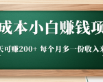零成本小白赚钱实操项目，一天可赚200+ 每个月多一份收入来源-第一资源库
