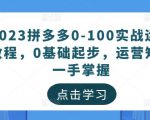 2023拼多多0-100实战运营教程，0基础起步，运营知识一手掌握-第一资源库