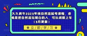 久久疯牛2023年纯自然流起号课程，老杨是把自然流玩明白的人，可以闭眼上车（3月更新）-第一资源库