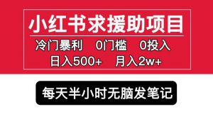 小红书求援助项目，冷门但暴利0门槛无脑发笔记日入500+月入2w可多号操作-第一资源库