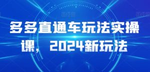 多多直通车玩法实操课，2024新玩法-第一资源库