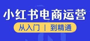 小红书电商运营课，从入门到精通，带你抓住又一个赚钱风口-第一资源库