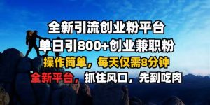 全新引流创业粉平台 单日引800+，创业兼职粉，操作简单，每天仅需8分钟【仅揭秘】-第一资源库