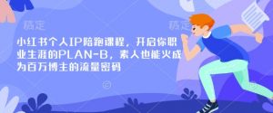 小红书个人IP陪跑课程，开启你职业生涯的PLAN-B，素人也能火成为百万博主的流量密码-第一资源库