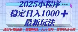 2025小程序稳定日入1k，最新玩法项目长期稳定，短期是利，人人可为，变现快且可观【揭秘】-第一资源库