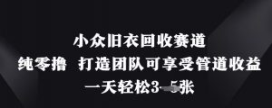 小众旧衣回收赛道，纯零撸 打造团队可享受管道收益，一天轻松3张-第一资源库