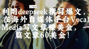 出海搞钱！利用deepseek撰写爆文，在海外自媒体平台Vocal Media写文章挣美金，一篇文章60刀-第一资源库