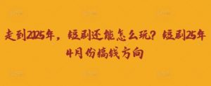 走到2025年，短剧还能怎么玩？短剧25年4月份搞钱方向-第一资源库