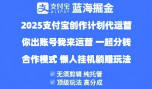 2025支付宝创作者分成计划代运营，纯托管，高分成，合作模式【揭秘】-第一资源库