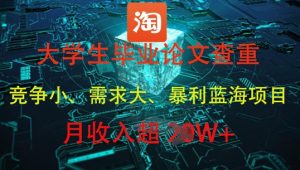 大学生毕业论文查重，暴利蓝海项目，月收入过1W+-第一资源库