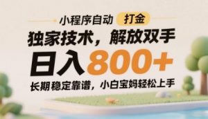 小程序自动打金独家技术，解放双手日入8张，长期稳定靠谱，小白宝妈轻松上手【揭秘】-第一资源库