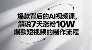 爆款背后的AI视频课，解说7天涨粉10W爆款短视频的制作流程-第一资源库