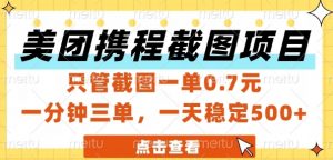 美团携程截图项目，只管截图一单0.7元，一分钟三单，一天稳定5张+【揭秘】-第一资源库