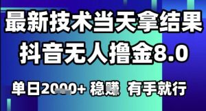 2025六月最新抖音无人撸金8.0.最新技术当天拿结果，单日1k+ 有手就行【揭秘】-第一资源库