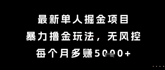 最新单人掘金项目，暴力撸金玩法，无风控，每个月多挣5k+【揭秘】-第一资源库