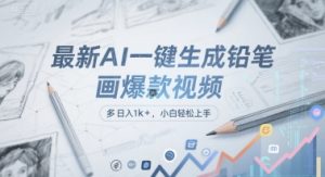 最新AI一键生成铅笔画爆款视频，多平台分发，日 入1k+，小白轻松上手【揭秘】-第一资源库