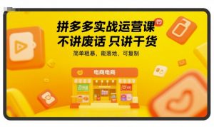 拼多多实战运营课，不讲废话只讲干货，简单粗暴，能落地，可复制-第一资源库