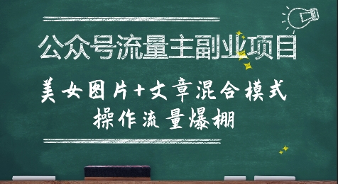 公众号流量主副业项目，美女图片+文章混合模式操作流量爆棚-第一资源库