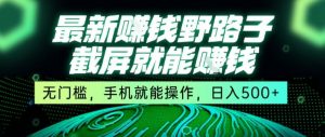 最新野路子截屏就能挣钱，无门槛，手机就能操作，日入5张【揭秘】-第一资源库