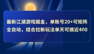最新江湖游戏掘金，单账号20+可矩阵全自动 ，结合拉新玩法单天可搞4张+【揭秘】-第一资源库