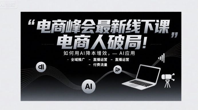 电商峰会最新线下课，电商人破局，如何用AI降本增效，AI应用-全域推广-直播运营-付费流量-第一资源库