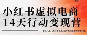 小红书虚拟电商14天变现训练营，虚拟产品，2025年普通人在小红书最后的搞钱机会-第一资源库