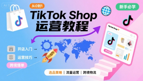 TikTok Shop从0到1运营教程，TikTok跨境电商新手必学课程-第一资源库
