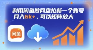 利用闲鱼做网盘拉新一个账号，月入6k+，可以矩阵放大-第一资源库