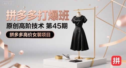 拼多多打爆班原创高阶技术第45期，拼多多高价女装项目-第一资源库